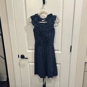 eShakti Dark Blue Ruffle Dress